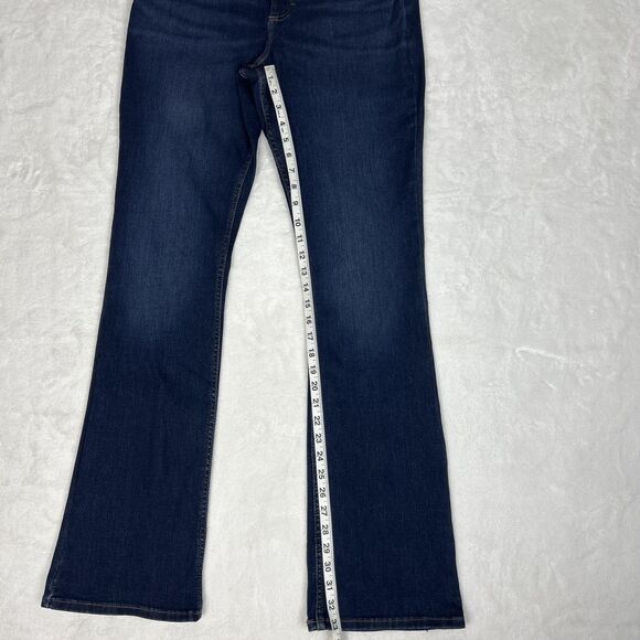 Lee Jeans Womens 12 Long Blue Dark Wash Bootcut Stretch Denim Zip Fly Classic - Picture 7 of 13